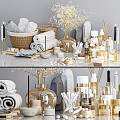 Luxury Bathroom Accessories Setup With Towels Candles And Woven Baskets