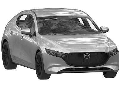 Silver Mazda Car With Sleek Modern Exterior And Black Alloy Wheels 3d model