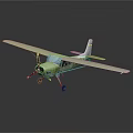 Light Green Model Airplane With Propeller And Landing Gear On Dark Background