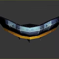 Intricate Blue And Yellow Shield Weapon With Decorative Metal And Wooden Accents