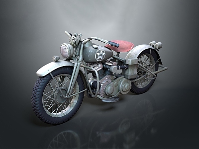 Retro Motorcycle Military Motorcycle Two-wheeled Motocross Motorcycle 3d model