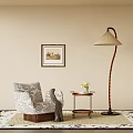 Middle ancient style leisure sofa single sofa floor lamp 3d model