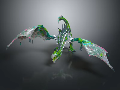 Colorful Mythical Dragon Creature With Iridescent Wings Spiked Spine And Detailed Scales 3d model