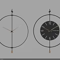 Two Black Minimalist Wall Clocks One With Numbers And Simple Hands Light Wall Background 3d model