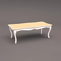 Elegant Coffee Table With Wooden Tabletop And White Curved Legs Design