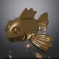 Decorative Golden Fish Figurine With Shiny Metallic Surface And Detailed Fins