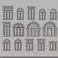 Various Architectural Window Designs With Stone Frames And Glass Panels