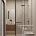 Modern Accessible Light Beige Bathroom With Safety Grab Rails And Complete Wet Dry Separation Design