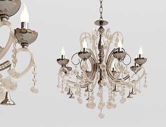 European-style crystal chandelier metal crystal multi-head chandelier 3d model