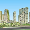 Modern Urban Cityscape With Unique Skyscrapers Rivers And Green Spaces