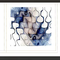Abstract Painting With Blue And White Flowing Curves Modern Art Wall Decor