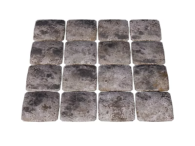 Square Gray Natural Stone Stepping Stones Arranged in Grid for Garden Path 3d model