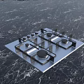Stainless Steel Gas Cooktop Kitchen Appliance With Four Burners And Control Knobs 3d model