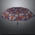 Colorful Umbrella Design With Purple And Red Cloud Patterns On Canopy