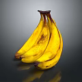 Bunch Of Ripe Yellow Bananas With Brown Spots On Black Reflective Background