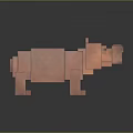 3D Rendered Orange Pixel Block Style Hippopotamus Model With Smooth Design