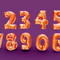 Decorative Orange Inflatable Number Balloons For Living Supplies With Purple Background