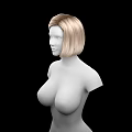 White Human Mannequin With Short Blond Hair And Prominent Breasts On Black Background