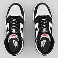 High-top Black And White Sneakers With Nike Logo On Side Red Tongue And Black Laces