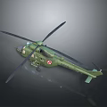 Green Medical Rescue Helicopter With Red Cross Symbol And Rotors On Dark Background