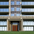 Modern High Rise Apartment Buildings With Glass Curtain Wall And Lawn Exterior Design