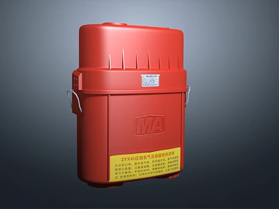 Red Safety Rescue Device With MA Logo And Yellow Instruction Label 3d model