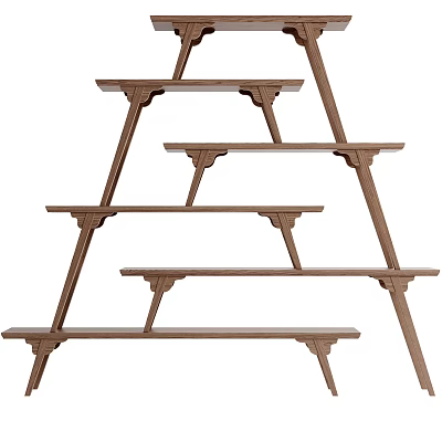 Ladder Style Multi Tiered Bookshelf With Open Wooden Shelves And Modern Design 3d model