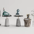 Modern Decorative Side Tables With Sculptures Vase And Unique Base Designs 3d model