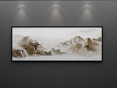 New Chinese-style landscape painting ink landscape artistic conception landscape banner decorative painting model