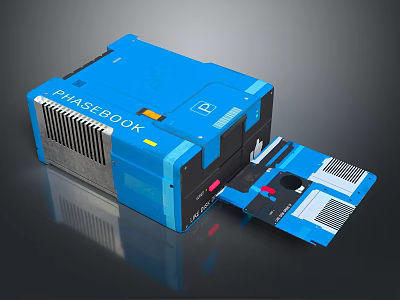 Blue Phasebox Office Electrical Appliance With Open Compartment And Power Management Features 3d model