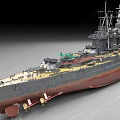 Vintage Battleship Warship Model With Detailed Upper Structure Gray Hull And Red Bottom