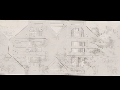 Industrial Equipment Design Drawing With Symmetrical Mechanical Parts And Metal Plates 3d model