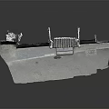 Traditional Ancient Architecture Model With Gray Brick Walls Red Wooden Door And Tile Roof