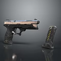 Tactical Semi Automatic Pistol With Detachable Magazine And Ergonomic Grip 3d model