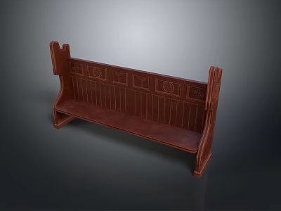 Outdoor Wooden Brown Chair With Carved Patterns And Backrest Design For Garden Patio Use 3d model