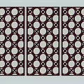 Three Dark Brown Decorative Panels With Geometric Circle And Cross Patterns