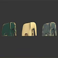 Elephant Shaped Decorative Ornament Set Green Gold Silver Metallic Finish With Sleek Surface Reflections