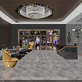 Modern Luxury KTV Lobby Interior With Comfortable Sofas And Stylish Reception Desk 3d model