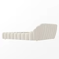 Elegant Cream White Double Bed With Tufted Headboard And Modern Upholstered Design