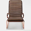 Modern Brown Velvet Accent Chair With Rose Gold Metal Frame And Striped Backrest