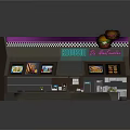 Modern Ice Cream Shop Interior With Display Screens Counter And Ice Cream Decorations
