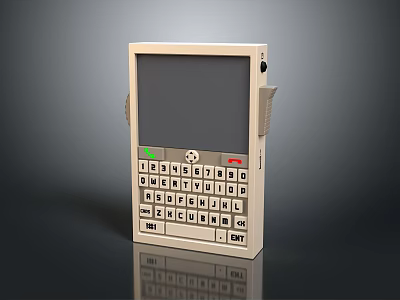 Beige Handheld Laptop With Screen Keyboard And DTI Brand Design 3d model