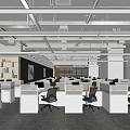 modern public office area public open office area office desk and chair card holder open area pipe chandelier 3d model