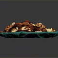 Mixed Nuts Assorted Healthy Snack With Walnuts Almonds Cashews And Raisins On Blue Plate
