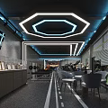 Modern Gym Interior With Treadmills Exercise Bikes Modern Lighting And Track Lines On Floor