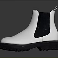 Modern White Leather Chelsea Boots With Black Side Panels And Chunky Sole