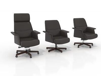 Modern Black Leather Swivel Office Chairs With Ergonomic Design For Comfortable Long Working Hours 3d model