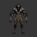 Muscular Furry Werewolf Mythical Creature Standing With Fierce Expression And Tattered Loincloth