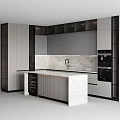 Modern Kitchen Interior Design With Marble Island Countertop Cabinets And Appliances