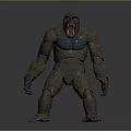 Giant Gorilla Character With Muscular Body Open Mouth And Sharp Teeth Standing Pose